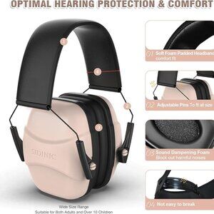 NEW SIDINIC 34dB Slim Noise Canceling Ear Muffs Shooting Protection Safety Pink